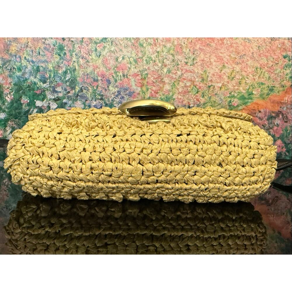 EUC Coach CA032 Soft Tabby Bag In Natural Straw w/ Black Leather Trim - Picture 4 of 14